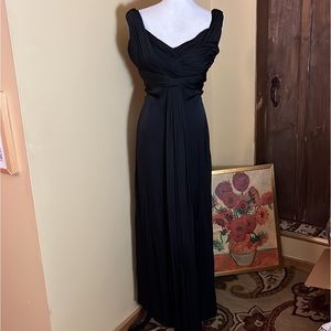 EMPORIO ARMANI Size EU52 US14 16 Black Tie Silk Draped Column Gown ITALY